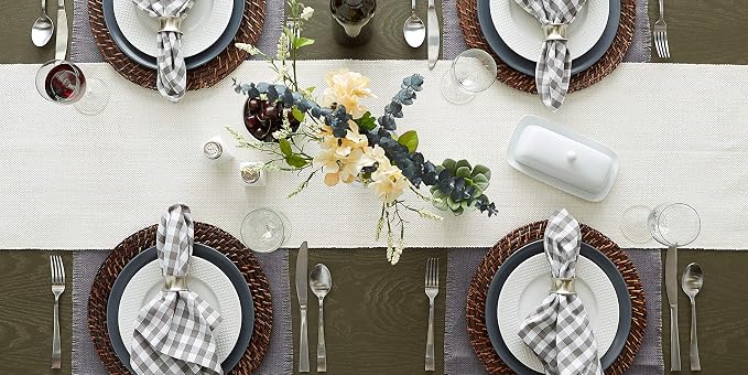 DII Variegated Tabletop Collection, Table Runner3x108, Off-White