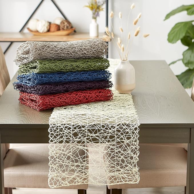 DII Woven Paper Tabletop Collection Holiday or Event Decor, Table Runner, 14x72, Gray