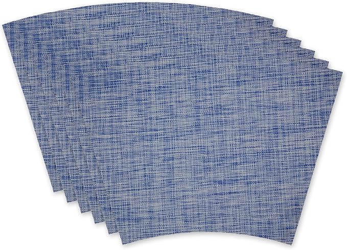 DII PVC Tabletop Collection Placemat Set, Wedge, 13x20, Blue, 6 Piece