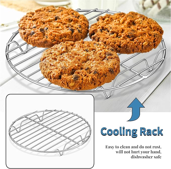 Herogo Round Cooling Cooking Rack Set of 2, 10.6 Inch Stainless Steel Large Grilling Steaming Baking Rack for Oven Pot Pressure Cooker Canning, Rust Free, Dishwasher Safe