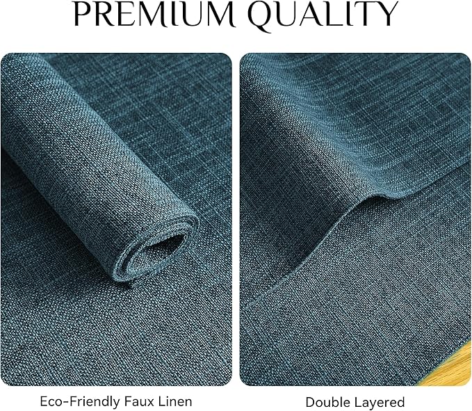 Softalker Faux Linen Placemats Set of 12-12 x 18 Inch, Heat Resistant Double Layered Durable Burlap Farmhouse Place Mats, Non-Slip Washable Rustic Table Mats for Dining, Kitchen, Party（Navy Blue