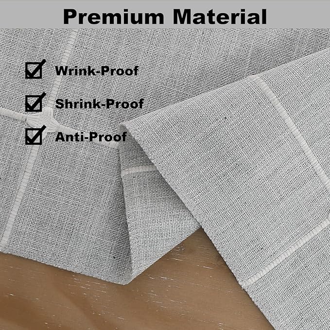 Gernaice Boho Table Runner, Modern Plaid Cotton Linen Farmhouse Table Runners for Holiday Wedding Dining Living Room Bedroom Home Decor, 90" L X 13" W Grey