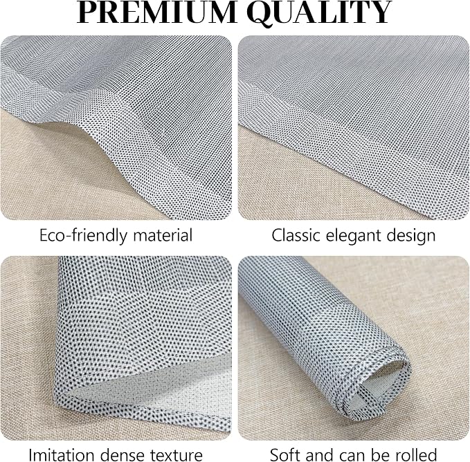 Bloss Placemats Set of 6, Linen Woven Place Mats for Kitchen Table Indoor/Outdoor, 11.8" x 17.7" Washable Silver Gray Placemat Dining Table Mats