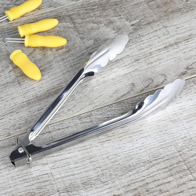 Chef Craft Classic Clam Shell Tongs, 9 inches in length, Stainless Steel (Pack of 2)