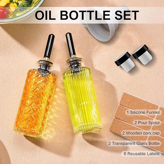 gegewawa 2pcs Glass Coffee Syrup Dispenser Bottles 5 OZ, Simple Syrup Bottles with Metal Pour Spout, Syrup Dispenser for Coffee Bar Accessories for Maple Honey Syrup Oil and Sauces