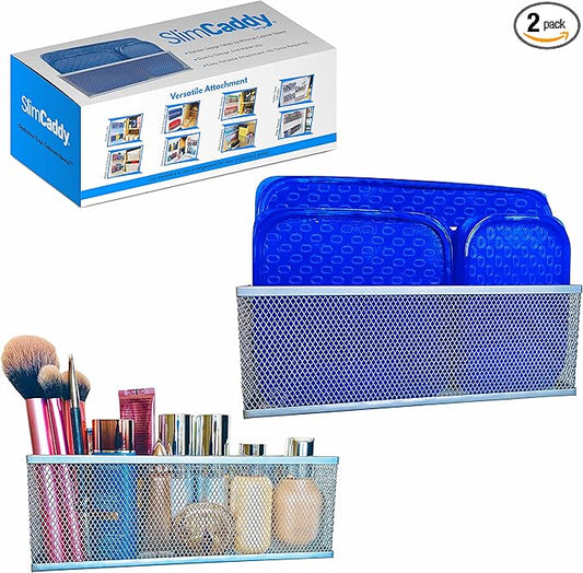 Slim Caddy LARGE Adhesive Cabinet Door Organizer | Optimize Your Cabinet Space | Kitchen Plastic Lids Organizer, Bathroom Accessories Storage, Under Sink, More | 2 PK, 10”L x 3.5”H x 1.8”D each