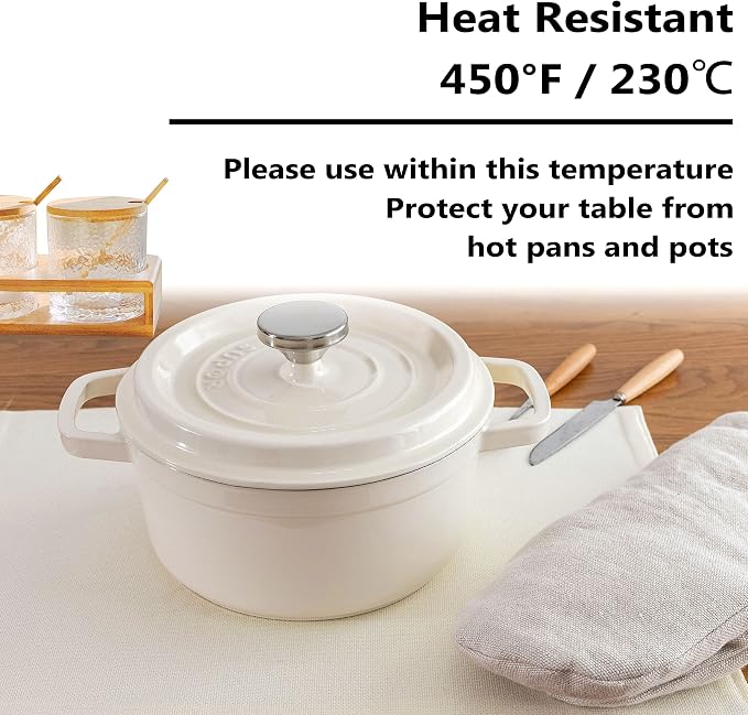 Home Brilliant Placemats Set of 8 Dining Table Placemat Washable Place Mats, 13 x 19 inches, Cream