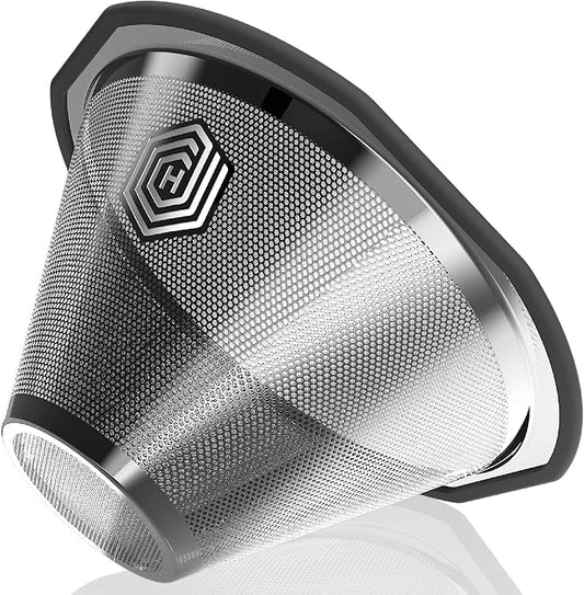 HEXNUB Reusable Metal Coffee Filter for Kalita Wave 185 and OXO 8 Cup | Fine Stainless Steel Mesh for Durable Sustainable Brewing, Reduces Waste and Replaces Disposable Paper Filters