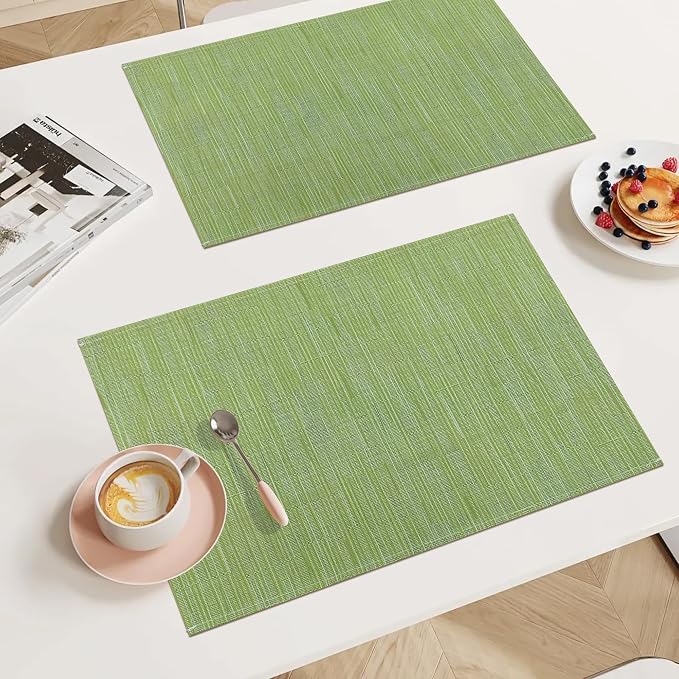 Bloss Placemats Set of 4, Linen Woven Place Mats for Kitchen Table Indoor/Outdoor, 12" x 18" Washable Placemat Dining Table Mats