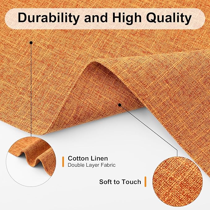 Homaxy Cloths Placemats for Dining Table Set of 6, Heat Resistant Washable Cotton Linen Blend Table Mats, Easy to Clean Place Mats for Indoor Outdoor Party Kitchen Decoration, 13" x 19", Orange