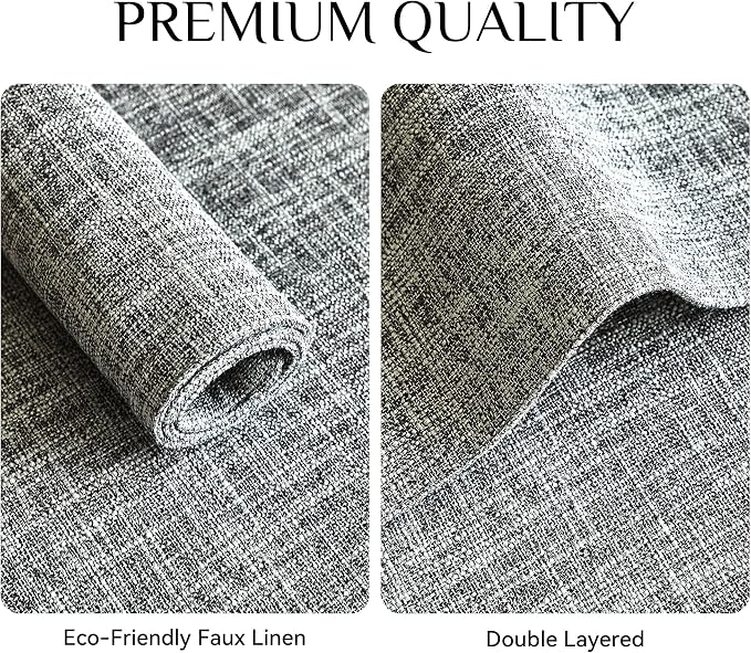 Softalker Faux Linen Placemats Set of 8-12 x 18 Inch, Heat Resistant Double Layered Durable Burlap Farmhouse Place Mats, Non-Slip Washable Rustic Table Mats for Dining, Kitchen, Party（Ash Grey