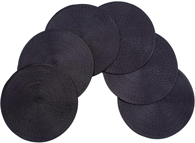 Vienna Woven Spiral Table Placemats 15 Inches Round Set of 6 Non-Slip Dining