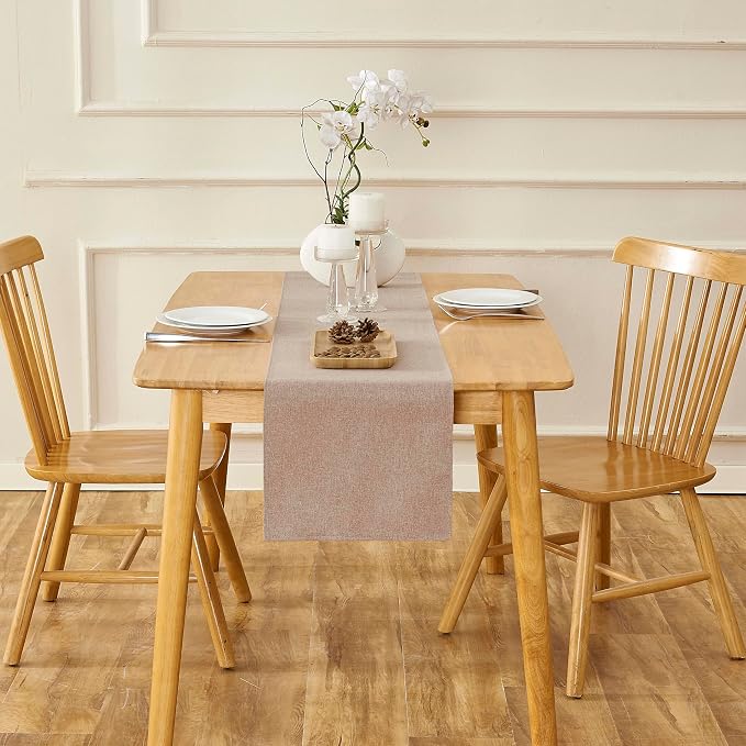 Brown Table Runner 13 x 72 Inches Long, Cotton Linen Farmhouse Style Table Linen for Kitchen Dining Coffee Table Parties Wedding Home Decor (13" x 72", Brown)