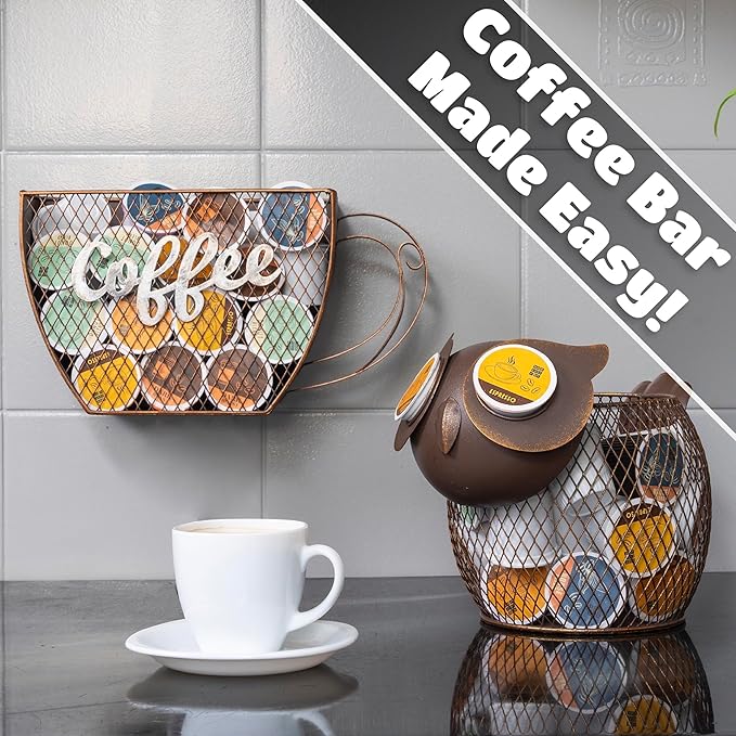 Made Easy Kit Coffee Pod Organizer - Home Coffee Bar Functional Décor - Café Station Countertop Storage Accessories (Bulldog)