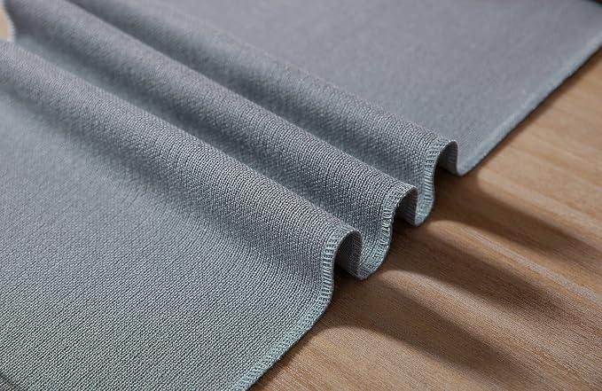 ZeeMart Dusty Blue Table Runners 48 Inches Long, Burlap Linen Style Rustic Farmhouse Table Runner, Small Short Boho Coffee Table Runner, 13x48 Inches, Light Dusty Blue