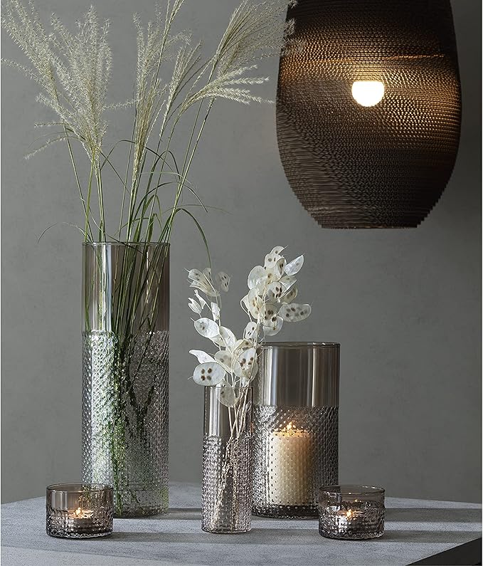 LSA International Wicker Taupe Tealight Candle Holder 2.5”, Modern Stylish Candlestick Elegant Home Decoration
