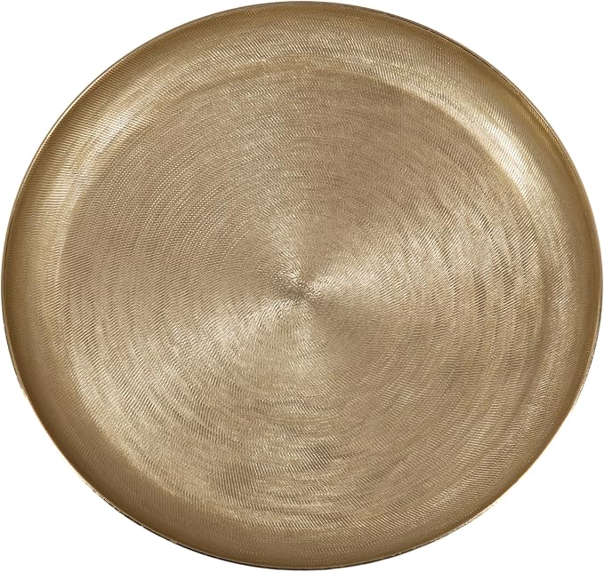 Kate and Laurel Stovring Modern Metal Round Lazy Susan, 12 Inch Diameter, Gold, Transitional Aluminum Circular Rotating Pedestal Tray Organizer for Tabletop Decor or Kitchen Storage