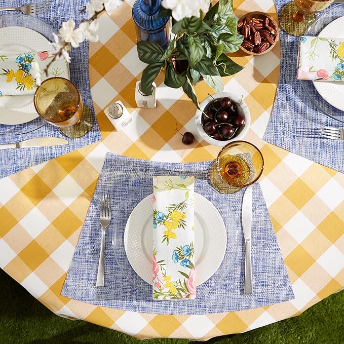DII PVC Tabletop Collection Placemat Set, Wedge, 13x20, Blue, 6 Piece