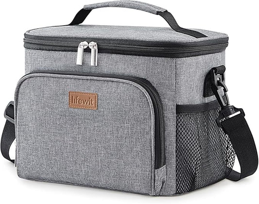 Lifewit Reusable Insulated Lunch Bag, Portable Cooler Freezable Soft Lunchbox Leakproof with Adjustable Shoulder Strap for Men Women Adult for Work Picnic or Travel, 15L 24 Can, Grey