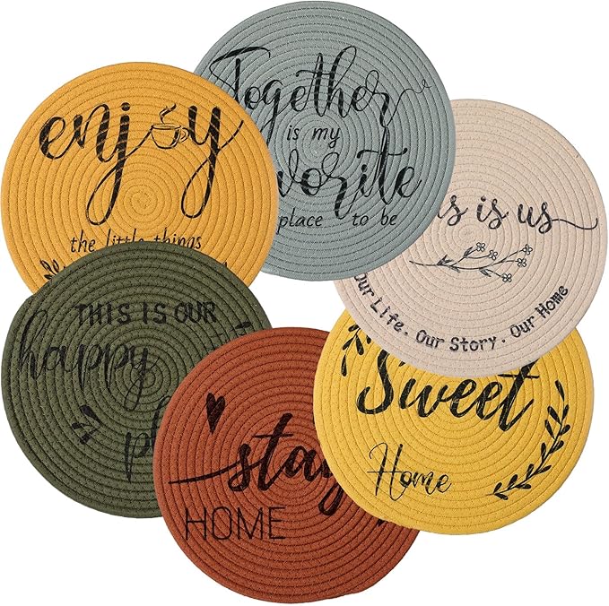 13 Inch Farmhouse Round Placemat Set of 6 Cotton Circle Cloth Placemats Boho Woven Table Place Mats for House Warming Gifts New Home Supplies(Orange,Cotton)