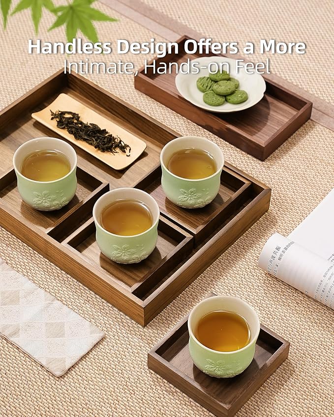 ZENS Japanese Tea Cups Set of 4 – 210ml Ceramic Tea Cups, Gradient Green Glaze, Embossed Design – Handleless Matcha & Gongfu Cups, Traditional Asian Style