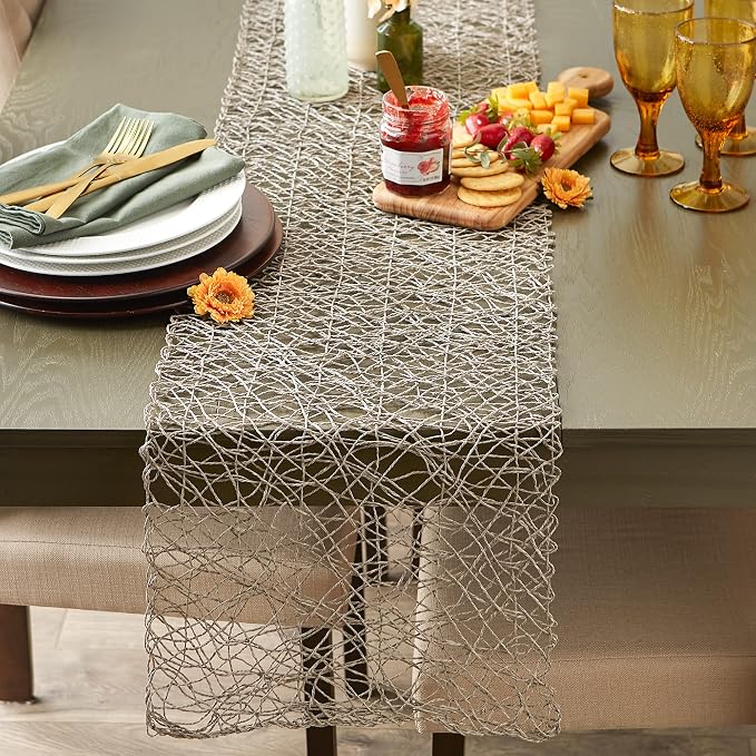 DII Woven Paper Tabletop Collection Holiday or Event Decor, Table Runner, 14x72, Gray