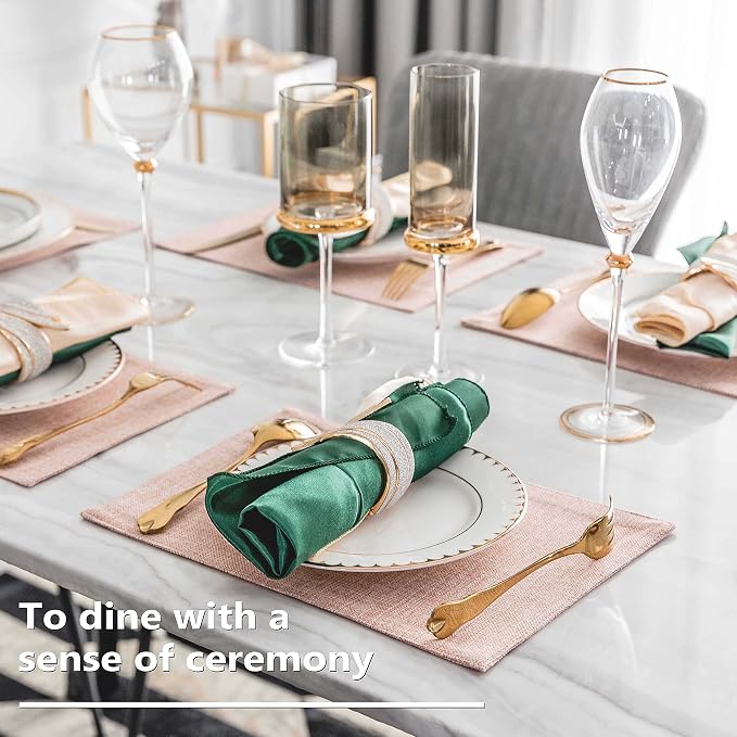 Home Brilliant Placemats Set of 8 Heat Resistant Dining Table Place Mats for Kitchen Table Party Dinner Decorations, 13 x 19 inches, Apricot Pink