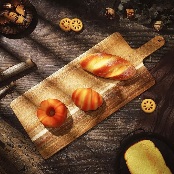 Patelai 6 Pcs Cutting Board Set with Handles 21.5 x 8.75 Inch Laser Engraving Wooden Charcuterie Kitchen Plain Serving Chopping Board Bulk for DIY Housewarming