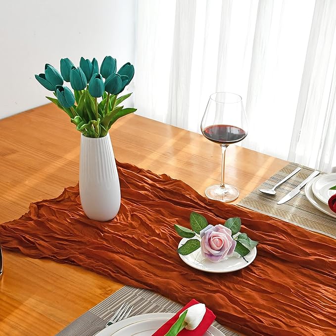 Mandy's Teal Artificial Tulips Flowers Centerpiece, 13.5" Lifelike PU Fake Floral Stems 20pcs for Kitchen Island & Dining Table, Spring Decor for Easter