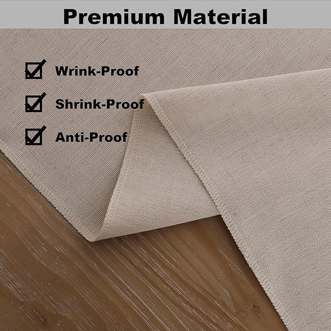 Gernaice Solid Color Table Runner, Rustic Cotton Linen Farmhouse Table Runners for Dresser End Coffee Table Home Decor, 24" L X 13" W Beige