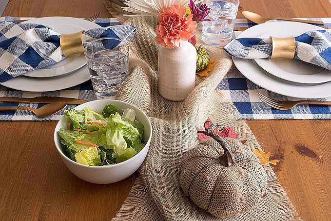 DII Jute Burlap Collection Kitchen Tabletop, Table Runner, 14x108, Middle Stripe Artichoke