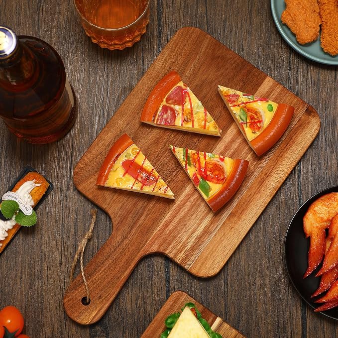 Geetery 16 Pcs Acacia Wood Cutting Board with Handles Bulk, Wooden Charcuterie Boards Serving Chopping Boards for Kitchen, Pizza, Bread, Vegetables, Laser Engraving, Housewarming Gifts(14 x 8 Inch)