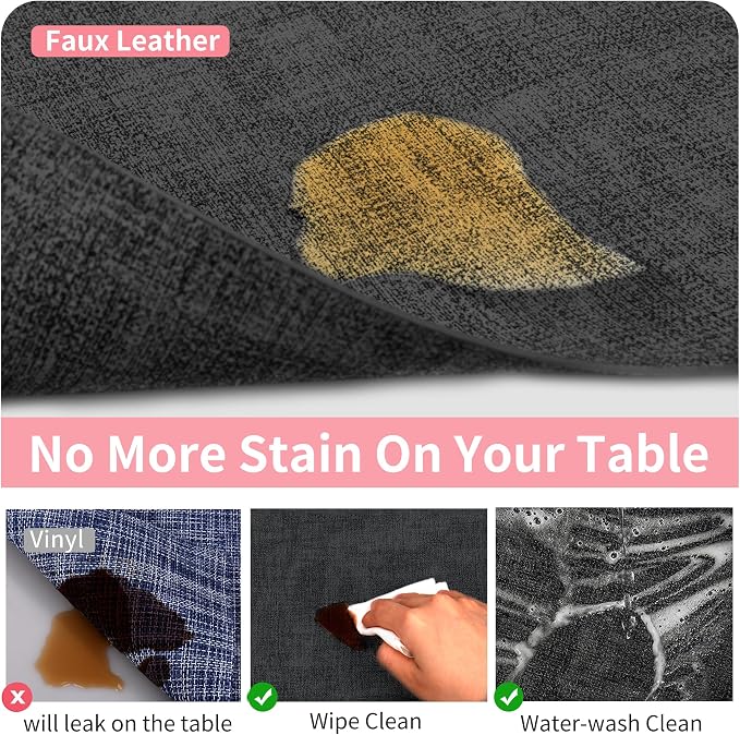 Maxpearl Faux Leather Placemats Set of 8 - Waterproof - Wipe Clean - Heat Resistant - Non Slip Dining Table Place Mats, Suitable for Indoor & Outdoor Use, 17’’x12’’, Black