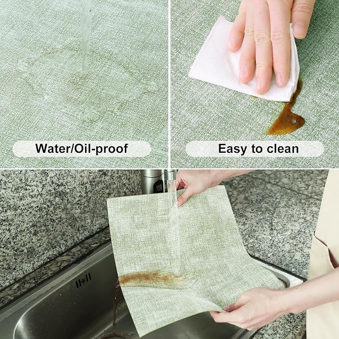 Homaxy Faux Leather Heat Resistant Placemats for Dining Table Set of 6, Waterproof Wipeable Washable PU Table Mats, Easy to Clean Anti-Slip Place Mats, 11.8" x 17", Grass Green