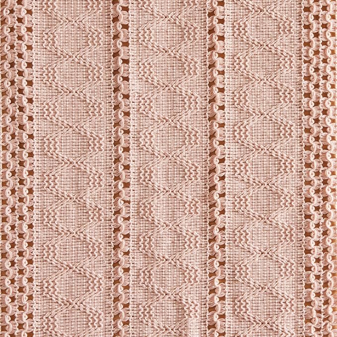 ZeeMart Macrame Style Boho Placemats Set of 4, Light Pink 12x20 Inch | Decorative Farmhouse Table Mats, Natural Cotton Woven Place Mats, Bohemian Home Decor for Kitchen Dining Table