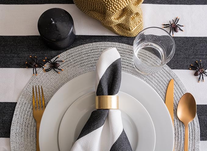DII Woven Placemats Collection Metallic Round Placemat Set, 15", Platinum Silver, 4 Piece
