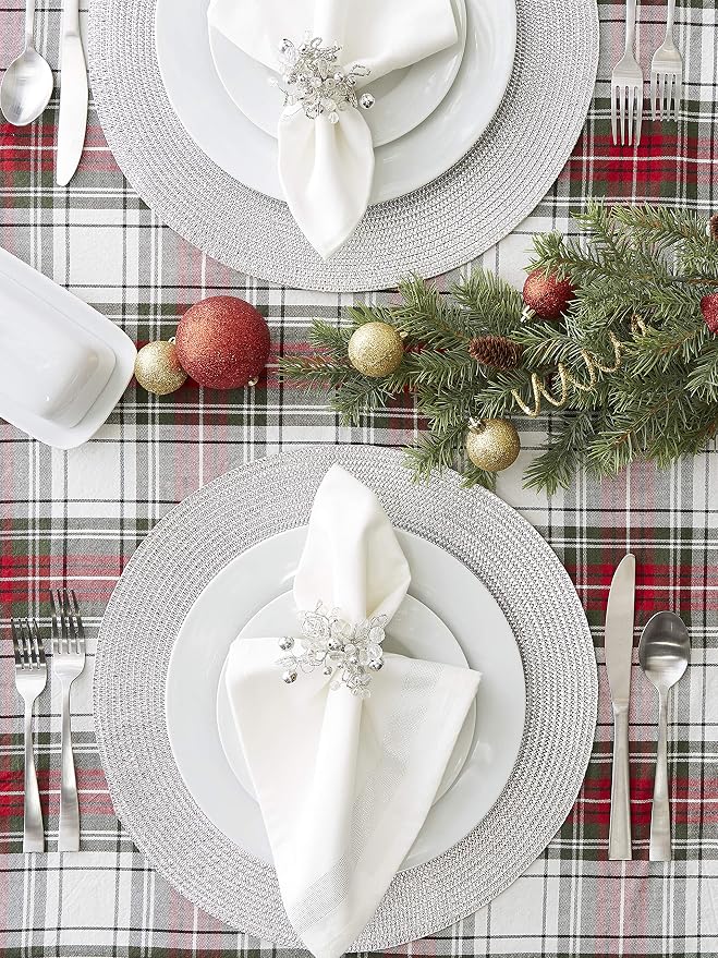DII Woven Placemats Collection Metallic Round Placemat Set, 15", Silver, 6 Piece