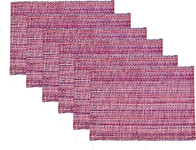 Urban VillaPlacemats for Dining Table 100% Cotton Placemats 14''x20'' Oversized Tablemats Set of 6 Placemats Red/Blue/White Two Tone Tablemats for Family Dinners Wedding Parties Everyday UsePlacemats