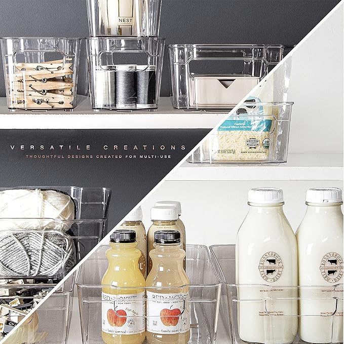 BINO | Stackable Plastic Storage Bins, Medium - 12 Pack | THE STACKER COLLECTION | Multi-Use Organizer Bins | BPA-Free | Pantry Organization | Home Organization | Fridge Organizer | Freezer Organizer