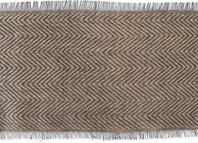 DII Jute Burlap Collection Kitchen Tabletop, Table Runner, 14x108, Chevron Gray