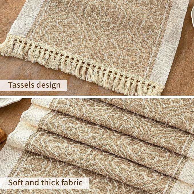 Table Runners 83 Inches,Waterproof Boho Table Runner with Tassel Fringe,Table Runner for Party Coffee Table