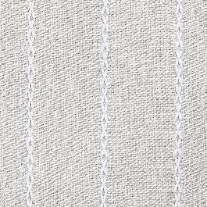 Braided Farmhouse Table Runner, Braided Light Grey 13x36 Inch, Cotton Linen Table Runners 36 Inches Long, Embroidered Striped Light Grey Boho Table Runner Rustic Home Decor