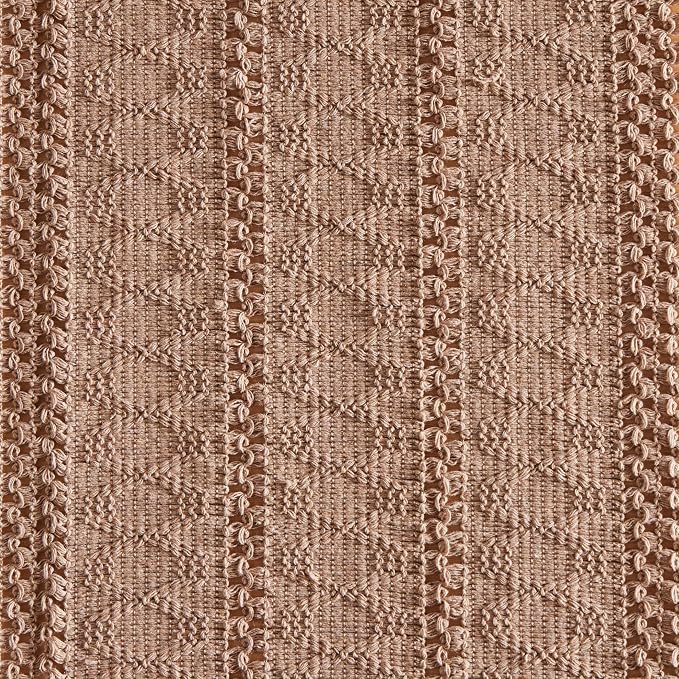 ZeeMart Macrame Style Boho Placemats Set of 6, Taupe 12x20 Inch | Decorative Farmhouse Table Mats, Natural Cotton Woven Place Mats, Bohemian Home Decor for Kitchen Dining Table