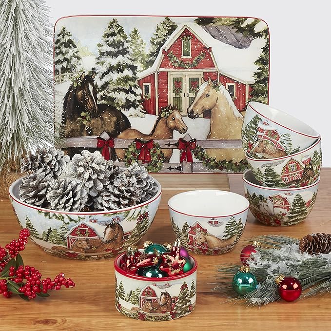 Certified International Homestead Christmas 16 oz. Mugs, Set of 4