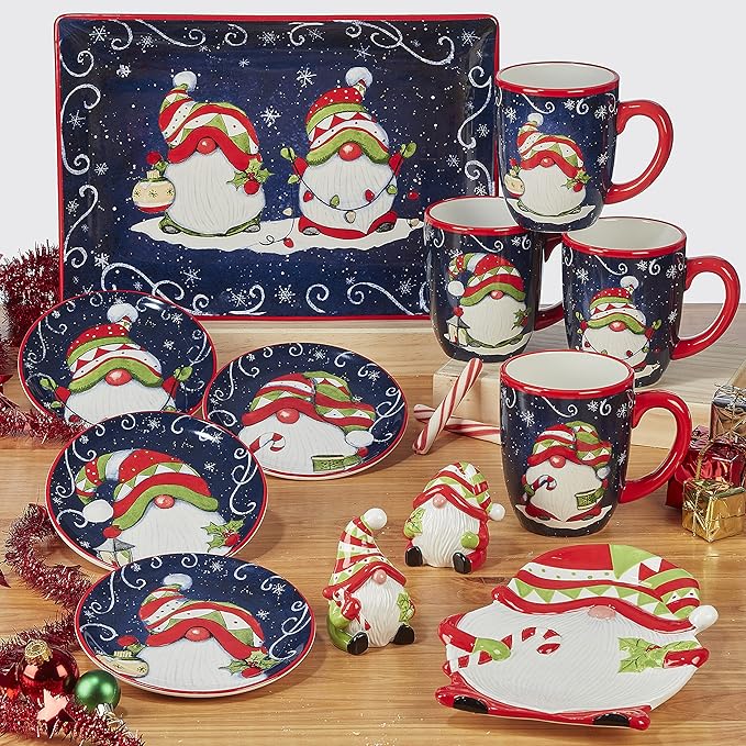 Certified International Holiday Magic Gnomes 18 oz. Mugs, Set of 4