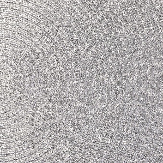 DII Woven Placemats Collection Metallic Round Placemat Set, 15", Platinum Silver, 4 Piece