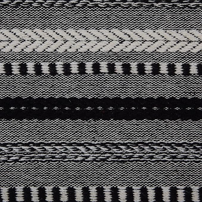 DII Farmhouse Braided Stripe Table Runner Collection, 15x72 (15x77, Fringe Included), Stone (Pack of 12)