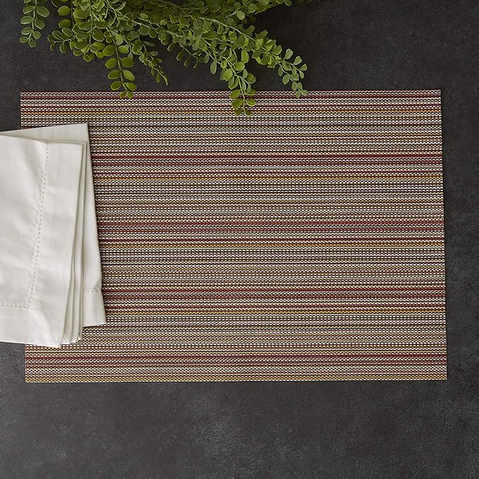 DII PVC Tabletop Collection Placemat Set, Rectangle, 13x17.25, Tango Red, 6 Piece