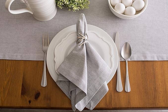 DII Chambray Kitchen, Tabletop Collection, Gray, 14x72 Table Runner
