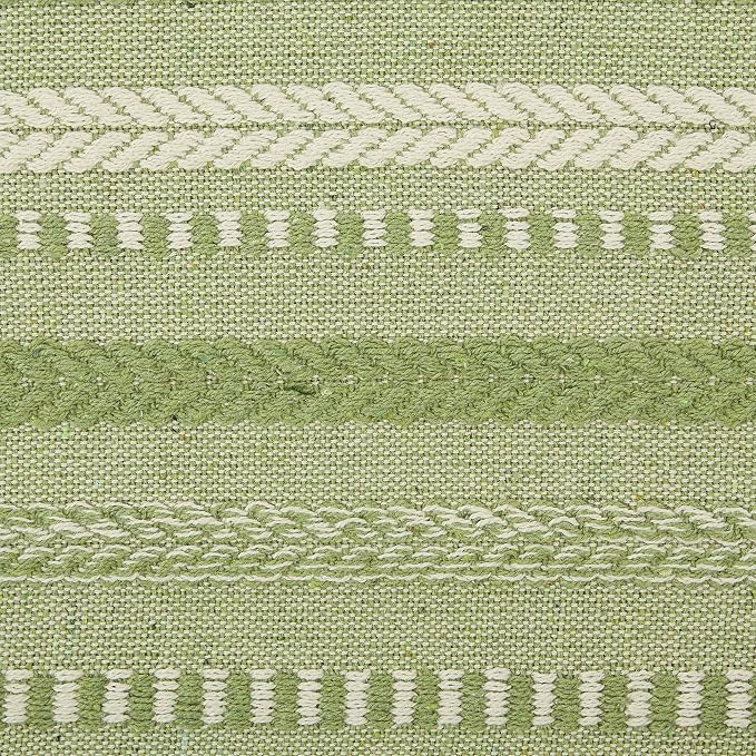 DII Farmhouse Braided Stripe Table Runner Collection, 15x72 (15x77, Fringe Included), Antique Green